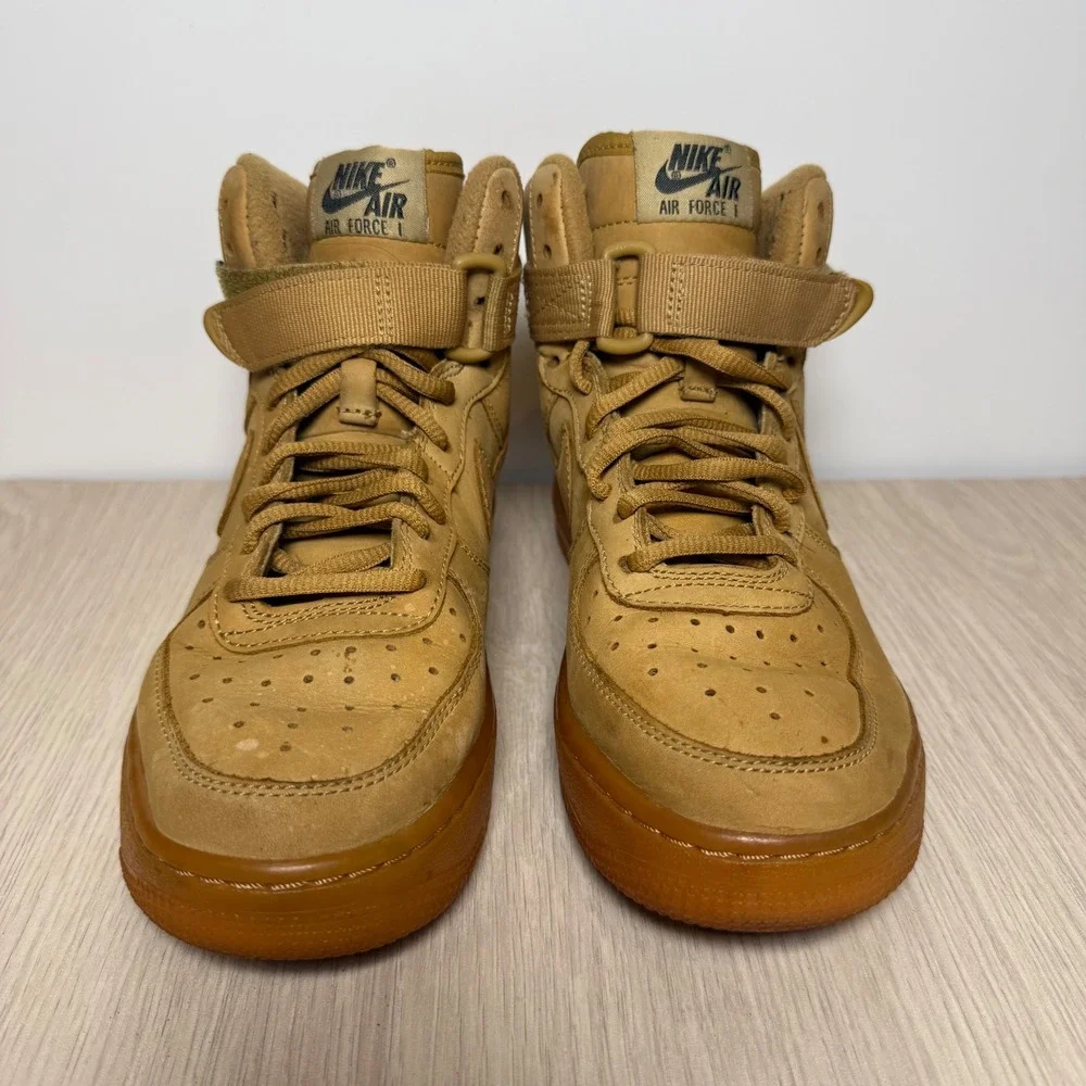 Nike Air Force 1 High WB GS Wheat Flax Tan Sneakers 807617-200 Size 4.5Y